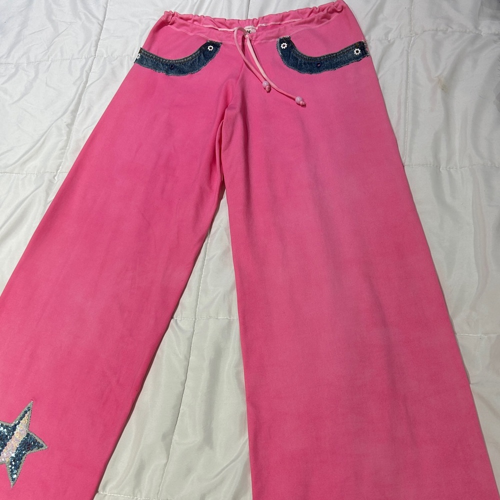 Vintage 2000s hot pink yoga pants w/ denim details 🏄🏻‍♀️ size medium